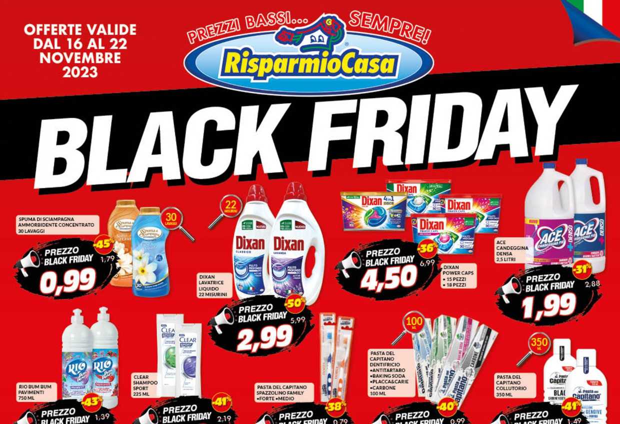 Anteprima del volantino Risparmio Casa dal 16 al 22 novembre 2023: Black Friday