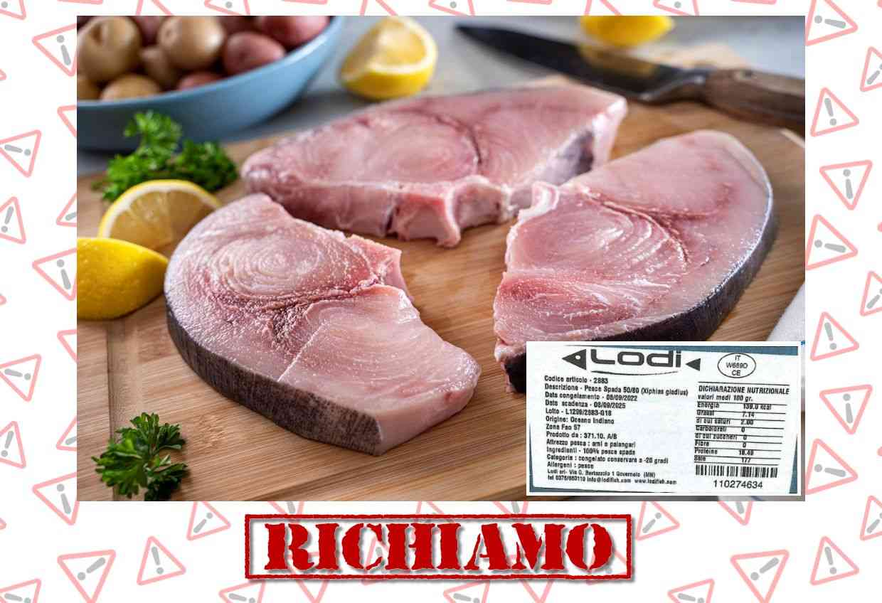 Richiamato pesce spada congelato a causa dell'eccesso di mercurio
