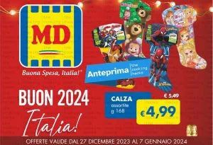 Volantino MD dal 27 dicembre 2023 al 7 gennaio 2024, con l'anteprima della prossima settimana le offerte del Cenone di Capodanno