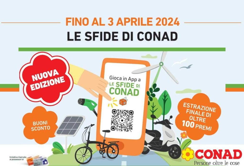 Concorso Le Sfide di Conad 2024, come partecipare per vincere scooter elettrici Piaggio e bici pieghevoli Atala