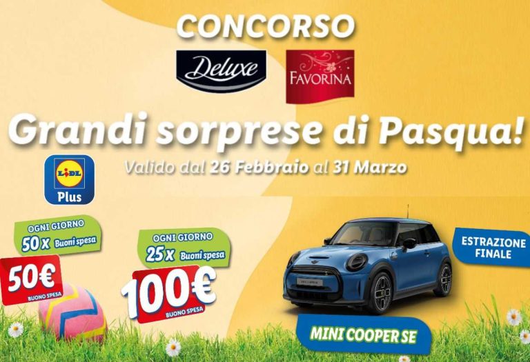 Concorso Lidl Pasqua 2024: con Lidl Plus in palio una Mini Cooper SE e tanti buoni spesa