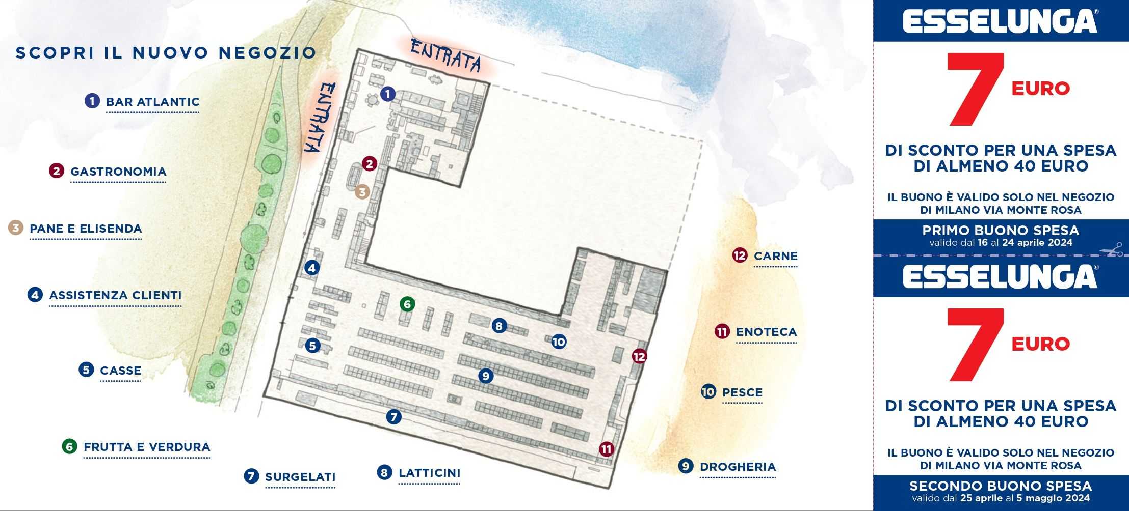Riapertura Esselunga Via Monte Rosa Milano, la mappa del negozio e i buoni spesa