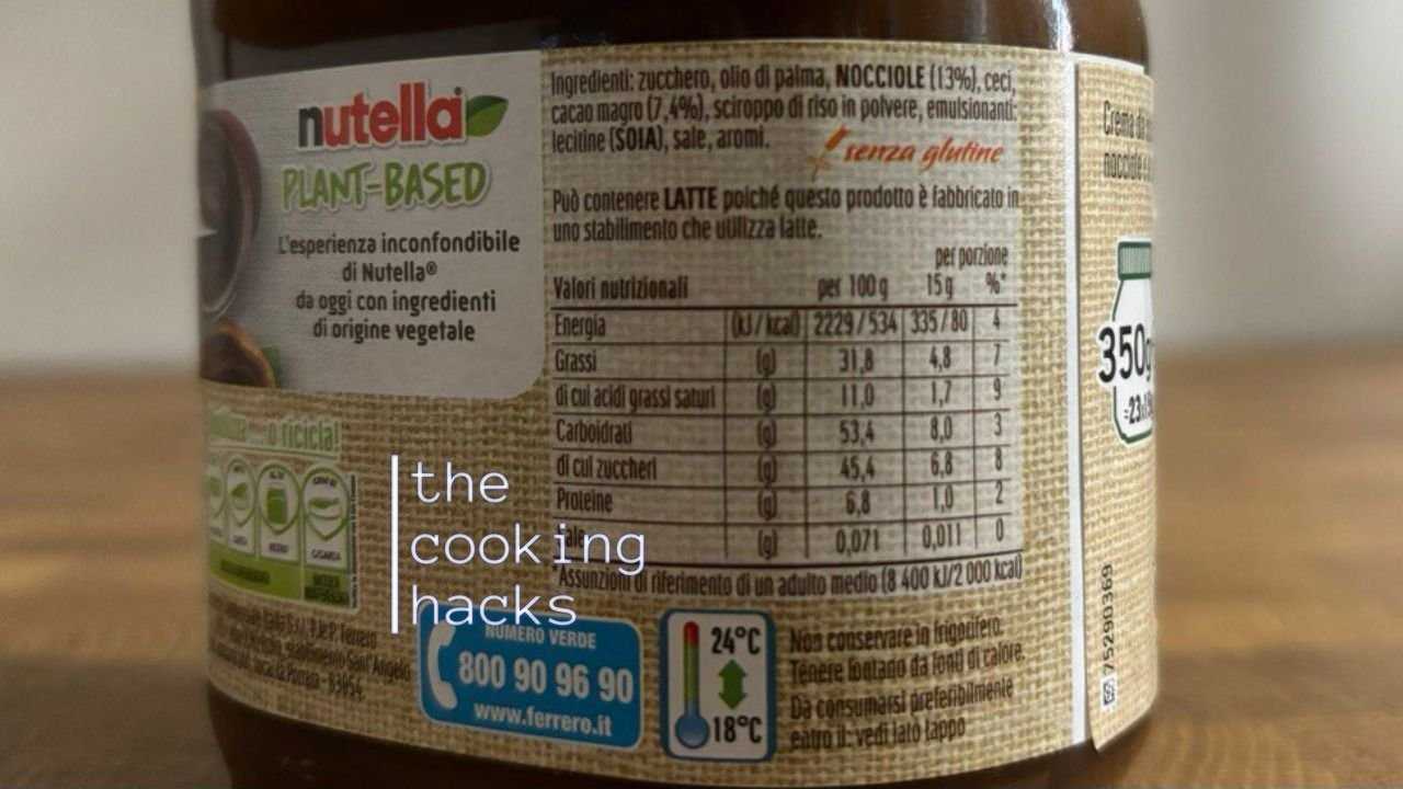 Gli ingredienti della Nutella vegana