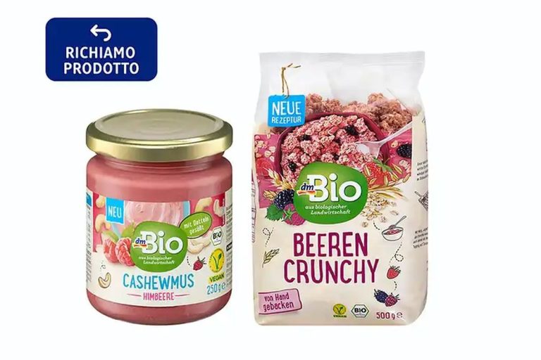 Richiamo DM per crema di anacardi e lamponi e Müesli per rischio salmonella e allergeni non dichiarati